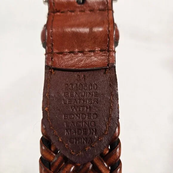 VINTAGE Hipster Western Genuine BROWN Leather Bonded Lacing BELT Men's Size 34. - Picture 9 of 17